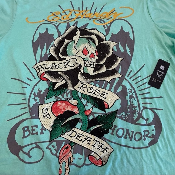 NWT Ed Hardy T Shirt Throwback Rhinestone Y2K Size XXL - Picture 3 of 6